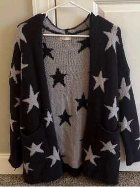 Y2K Navy & Gray Star Open-Front Cardigan